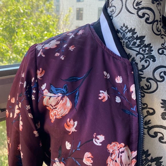 Floral Satin Bomber Jacket - Picture 2 of 6